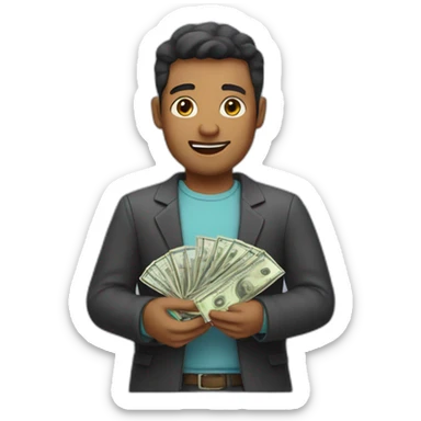 a man with cash in his hands  sticker
