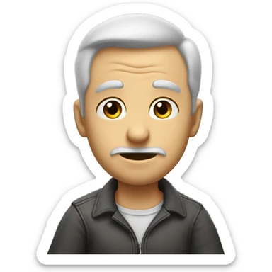 a man with an inquisitive expression pointing his finger at the viewer as if asking "what about you?" sticker