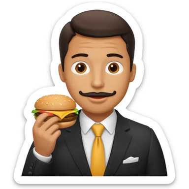 male wearing suit eating hamburger sticker