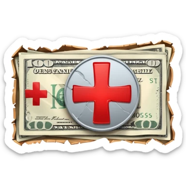 a money billet with a red cross through (x shape), like for free sticker