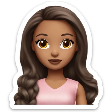 Hyper realistic bratz doll brunette blushing sticker