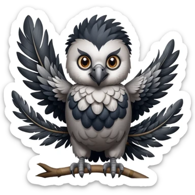harpy eagle emoji style, cute and round, big eyes, standing, jungle background sticker