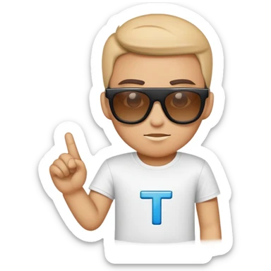 Cool gaming character with sunglasses and letter T sticker