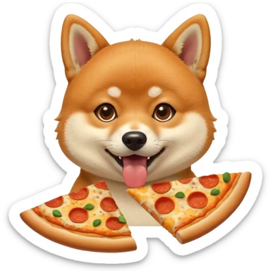 cute shiba inu eating pizza sticker