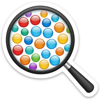 genera una lupa que este apuntando a solo 1 nicho dentro de varios nichos que hay en el mercado (HACIENDO QUE EN LA LUPA ESTE EL MAS IMPORTANTE) LA LUPA DEBE SER UNA LUPA REAL QUE ESTE VIENDO A VARIOS CIRCULOS DE DIFERENTES COLORES sticker