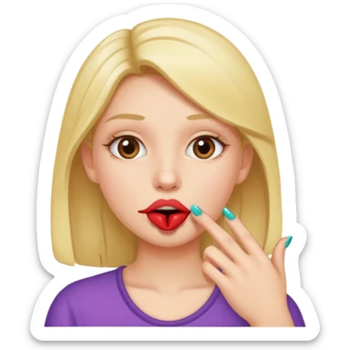 Girl with her nail in her mouth sticker