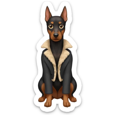 Doberman with clothes on sticker