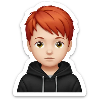 child with red hair and black hoodie sticker