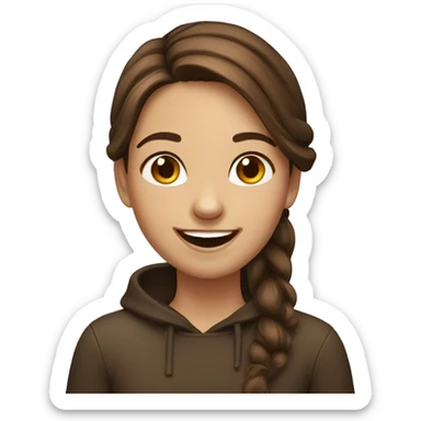 Giggling brown hair girl sticker