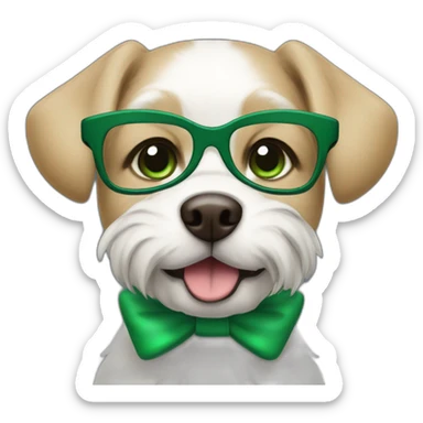 medium-bege-and-white-dog-with-green-eyes-and-glasses-and-green-bow sticker