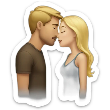 Blond woman and a brunette man kiss sticker