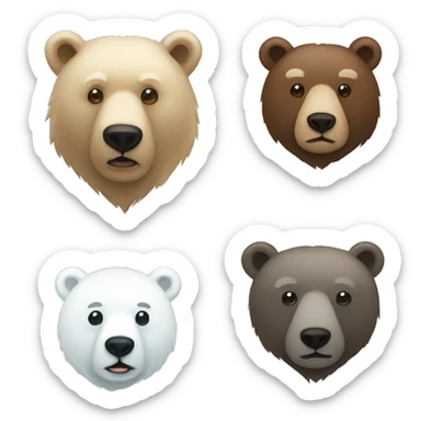 polar bear black bear and brown bear faces sticker