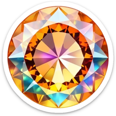extra close-up round cut azotic topaz gemstone with holographic shine and silver metal accent, elegant and vibrant sticker
