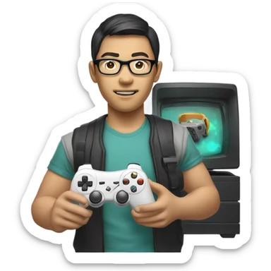 a asian nerd gamer  sticker