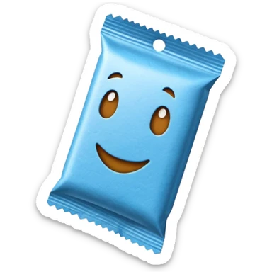blue cardboard candy pack sticker