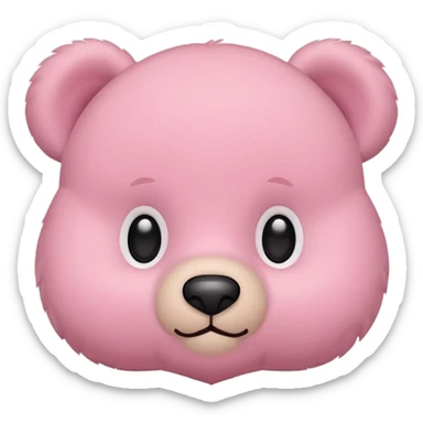 pink teddy bear face only, flat minimal rounded shapes, simple face, soft pink color, iconic emoji look, subtle fluffy soft fur texture, no text sticker