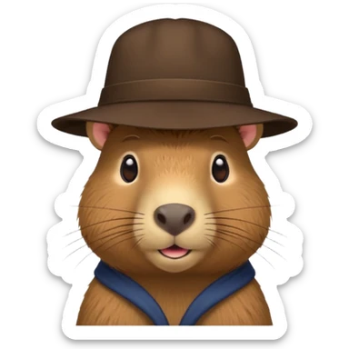 Capibara with a hat sticker