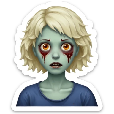 Uma menina zombie com um cabelo ondulado curto, com a franja pro lado sticker