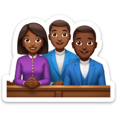 African American men and women sitting in church pews on a Sunday at church listening to a preacher sticker