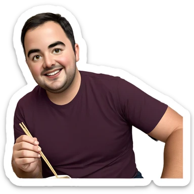 smiling boy with chopsticks sticker