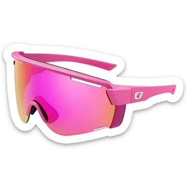 sporty pink shield visor sunglasses with extra thick frame and side protection, wraparound design, massive build, one-piece lens sticker