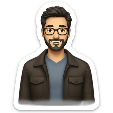Handsome man with glasses and dark hair and beard late thirties sticker