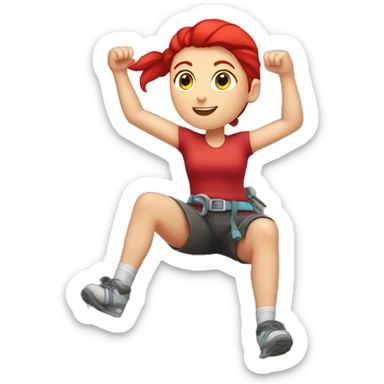 White girl with red ponytail climbing rock wall sticker
