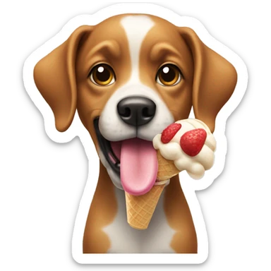 Dog holding an icecream sticker