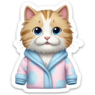 Fluffy cat in pajamas sticker