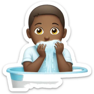 child washing face sticker