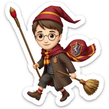 Harry potter riding a broomstick sticker
