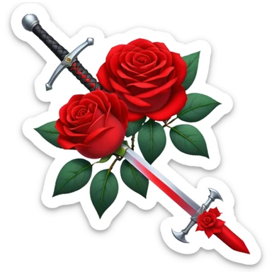 Crossed weapons with a rose sticker