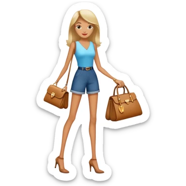 Mela con le gambe lunghe e le braccia che tiene in mano una borsetta  sticker