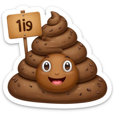 Poop holding a sign that says 1 sticker