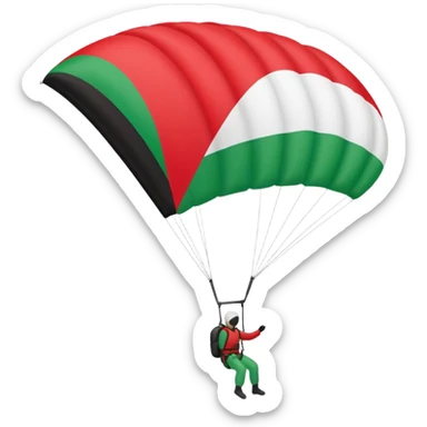 a palestinian flag with a paraglider, respect scrupulously the correct shapes and colours of the flag sticker