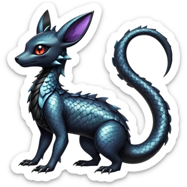 Shiny Dark Edgy Majestic Sophisticated Modern Gothic Gloomy Futuristic Scaly Cyber-Salandit-Umbreon-Delcatty-Hybrid (Full body) sticker