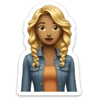 thoughtful beautiful girl with questions by her side sticker