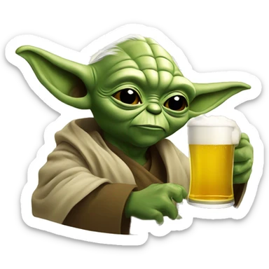 yoda drink a beer sticker