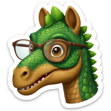 Dinosaur with glass on in a horse sticker