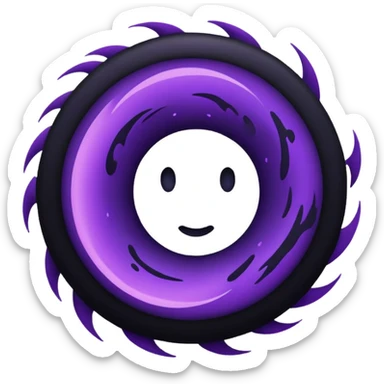 A Discord emoji of a swirling dark void or black hole with violet sparks at the edges. Circular composition, deep shadows, 2D flat vector, white background. sticker