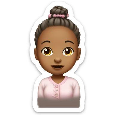 Baby girl with a pacifier in her mouth
with her hair tied up in a bun sticker