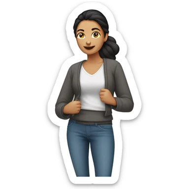 mujer morena crespa con buzo sticker