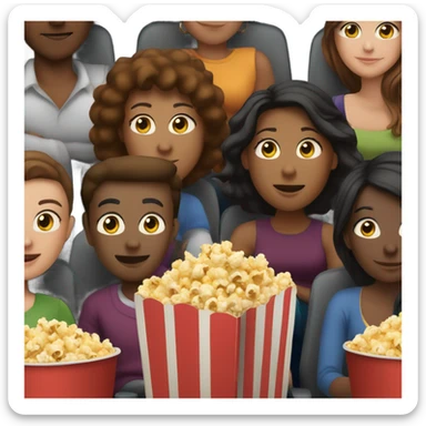 People watching a movie eating popcorn  sticker