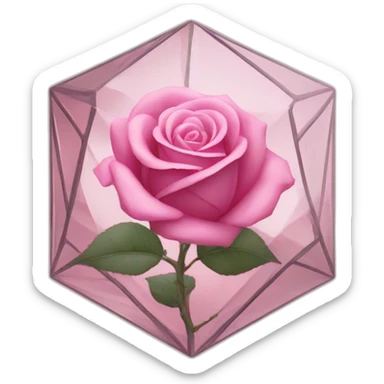 Pink Rose in dusty glass octahedron sticker