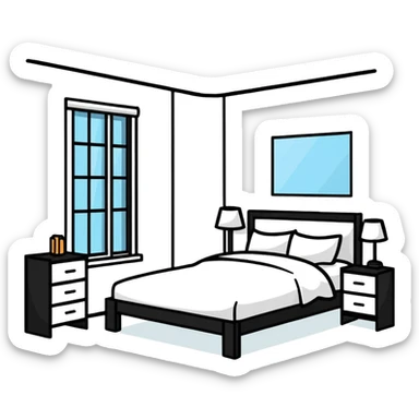 clean minimalist aesthetic bedroom with natural light sticker