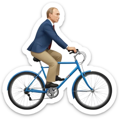 Vladimir Putin riding a bicycle from side view sticker
