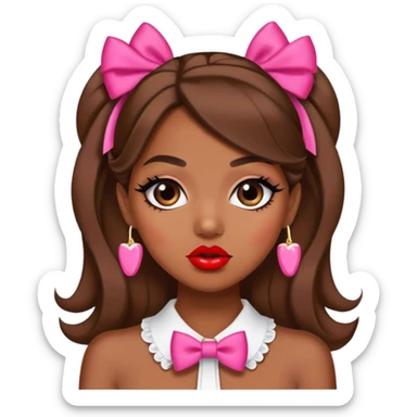una chica morena de pelo con lazos y pintalabios en plan gossip girl sticker