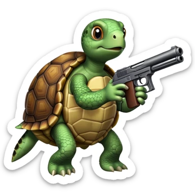 Turtle with a gun sticker