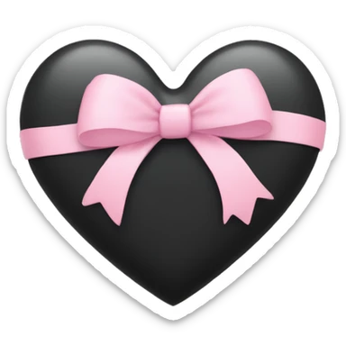 Black heart with light pink bow  sticker