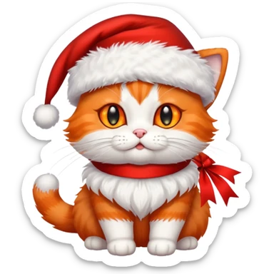 a full-body cute cat with Christmas accessories  sticker